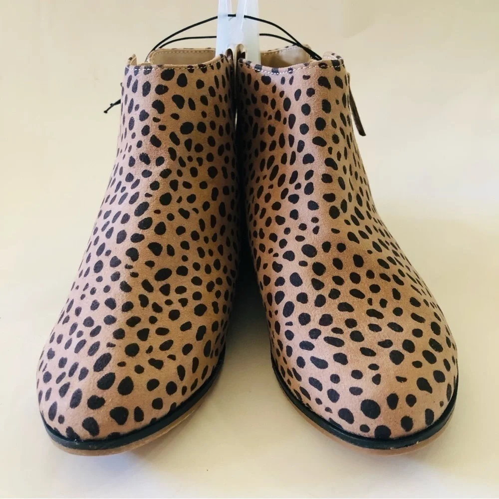 Cat & Jack Girls Judi Leopard Print Zipper Ankle Booties Size 4